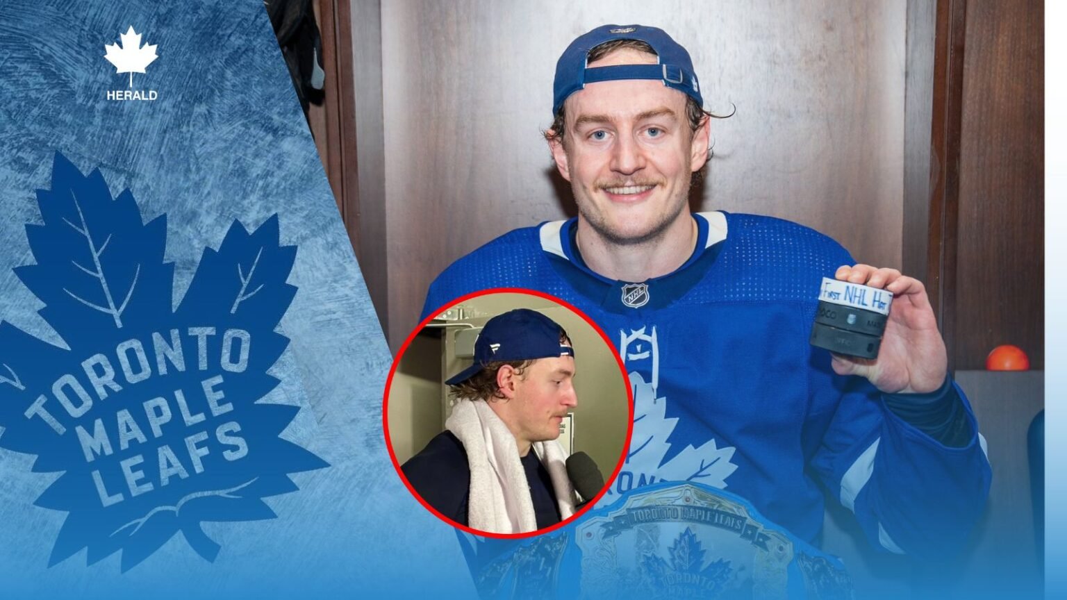 Bobby McMann reacts to scoring with Matthew Knies’ stick in comeback win against Habs Bobby McMann image by Leafs Herald